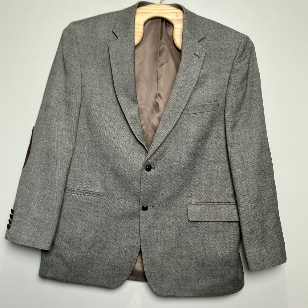 Saddlebred Blazer Mens 48L Gray Wool Blend Elbow Patches Sport Coat